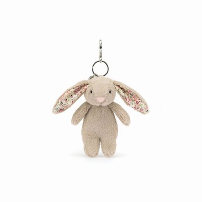 Jellycat Blossom Beige Bunny Bag Charm USA | 83567MQEG